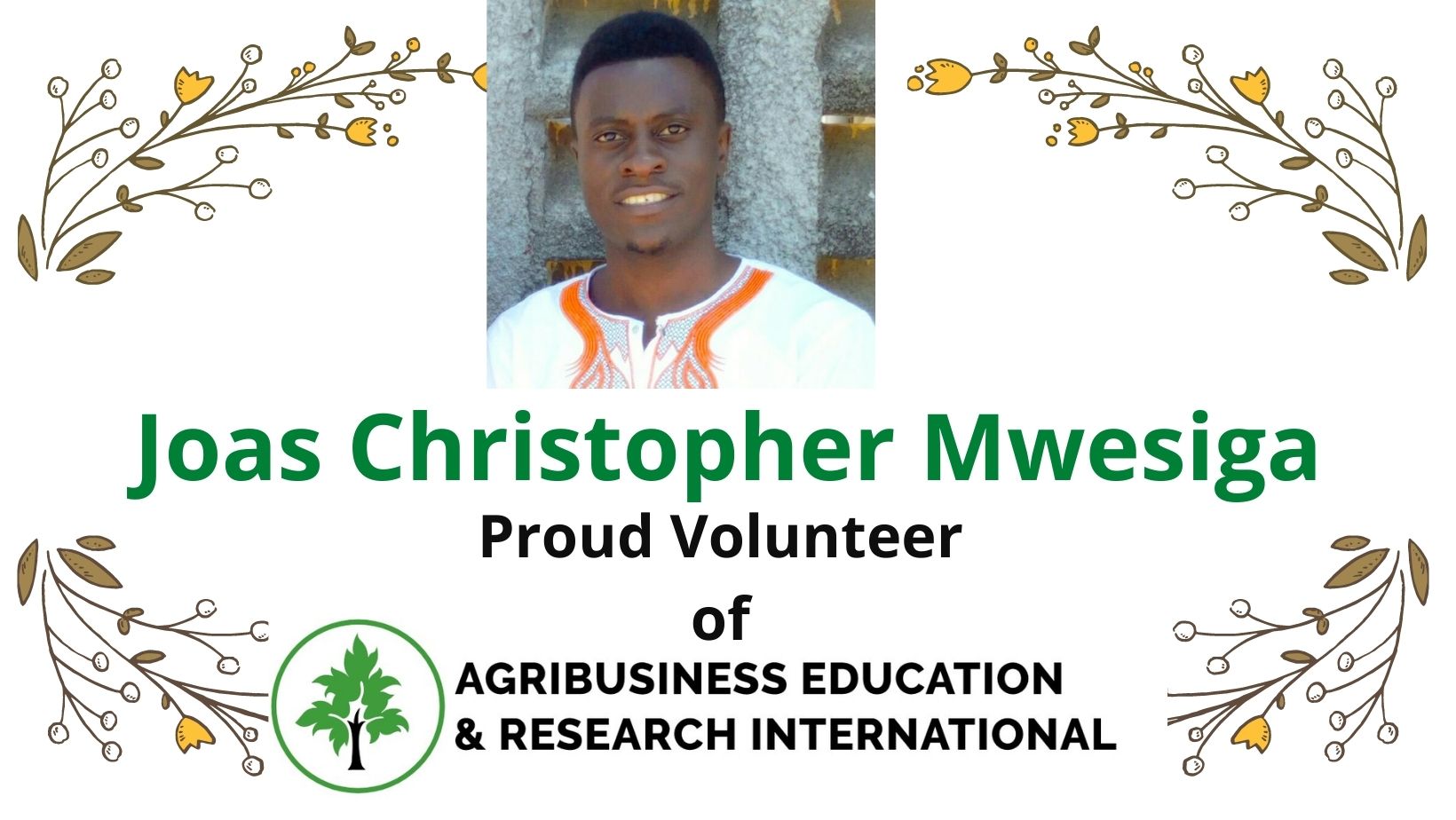 Joas Christopher Mwesiga – Our Proud Volunteer
